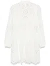 Zimmermann 'acacia'white Mini Dress With All-over Broderie Anglaise And Scallop Hem