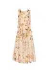 Zimmermann Acacia Broderie Anglaise Linen Midi Dress In Pink/green