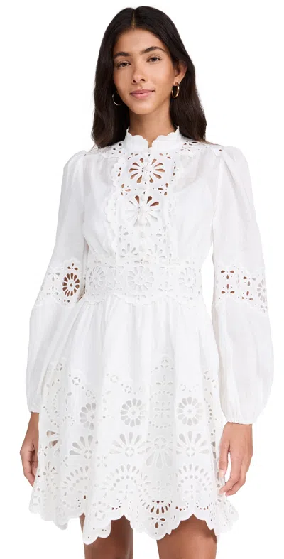 Zimmermann Acacia Broderie Mini Dress Ivory In White