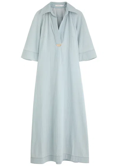 Zimmermann Acacia Chambray Midi Dress In Blue Light