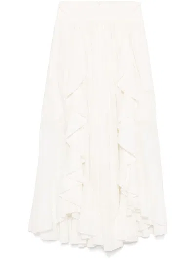 Zimmermann Ruffled Maxi Skirt In White