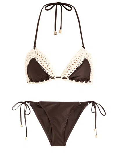 Zimmermann Acacia Crochet-trimmed Bikini In Chocolate