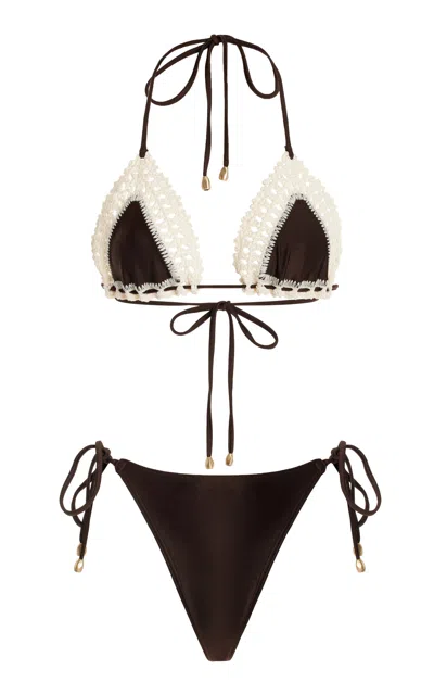 Zimmermann Acacia Crocheted Bikini In Brown