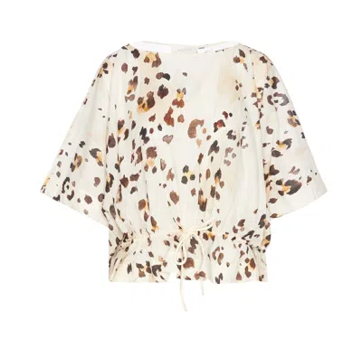 Zimmermann Acacia Draw Waist Top Watercolour Leopard In Multi