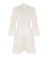 Zimmermann 'acacia'white Mini Dress With All-over Broderie Anglaise And Scallop Hem In White