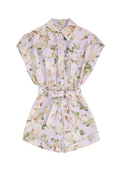 ZIMMERMANN ZIMMERMANN ACACIA FLORAL-PRINT LINEN PLAYSUIT
