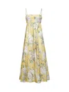 Zimmermann Yellow Linen Acacia Midi Dress In Yellow