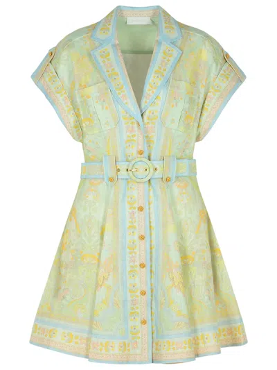 Zimmermann 'acacia' Light Green Linen Dress Women