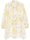 Zimmermann Delicate Floral Playsuit With Removable Belt And Ruffled Edges