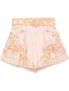 Zimmermann Acacia Linen Shorts In Pink