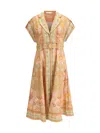Zimmermann Acacia Belted Linen Shirt Dress In Pink Multi