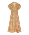 Zimmermann Acacia Belted Linen Shirt Dress In Pink