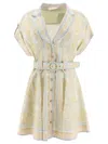 Zimmermann Acacia Belted Paisley-print Linen Mini Shirt Dress