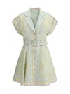 Zimmermann Acacia Belted Paisley-print Linen Mini Shirt Dress In Mint Multi