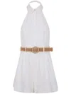 Zimmermann Acacia Halterneck Linen Romper In Neutrals