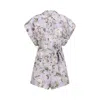 Zimmermann Floral Print Linen Playsuit With Belted Waist And Short Sleeves In Multicolor
