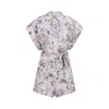 Zimmermann Floral Print Linen Playsuit With Belted Waist And Short Sleeves