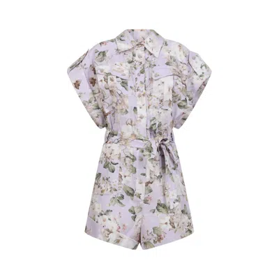 ZIMMERMANN ZIMMERMANN ACACIA POCKET LILAC LINEN JUMPSUIT