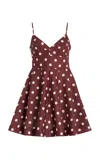 Zimmermann Acacia Polka-dot Linen Fit-and-flare Mini Dress In Brown