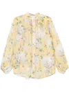 Zimmermann Acacia Scallop Floral Print Shirt In Yellow