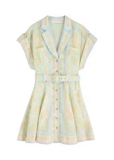 ZIMMERMANN ZIMMERMANN ACACIA PRINTED LINEN MINI SHIRT DRESS