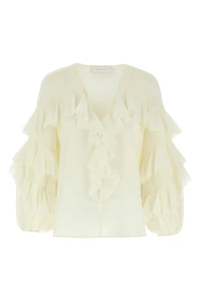 Zimmermann 'acacia Ruffle' Blouse In White