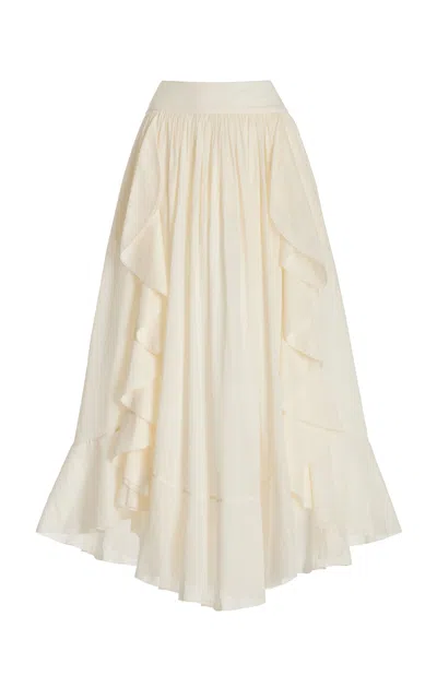 ZIMMERMANN ACACIA RUFFLED COTTON MAXI SKIRT