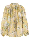 Zimmermann Acacia Scalloped Floral-print Ramie-voile Blouse In Multi Floral