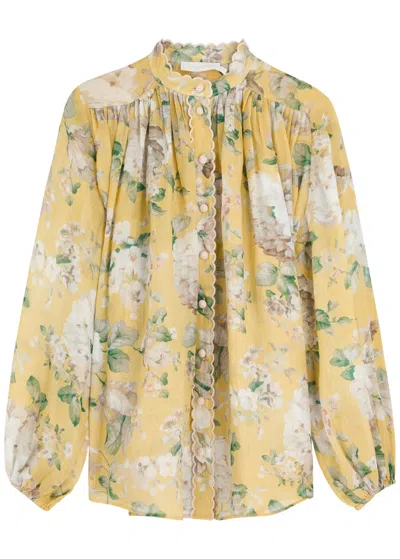 ZIMMERMANN ZIMMERMANN ACACIA SCALLOP FLORAL-PRINT RAMIE BLOUSE