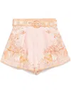 Zimmermann 'acacia' Shorts With Floral Print And Waist Belt