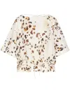 Zimmermann Animal Print Drawstring Waist Oversize Top In White
