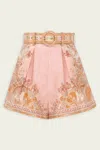 Zimmermann Acacia Linen Shorts In Pink