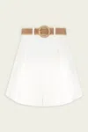 Zimmermann Acacia Belted Pleated Textured-cotton Shorts