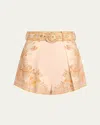 Zimmermann Acacia Linen Shorts In Pink