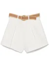 Zimmermann Acacia Belted Pleated Textured-cotton Shorts In White