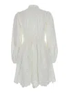 Zimmermann 'acacia'white Mini Dress With All-over Broderie Anglaise And Scallop Hem In Tech Fabric Stretch Woma