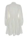 Zimmermann 'acacia'white Mini Dress With All-over Broderie Anglaise And Scallop Hem In White