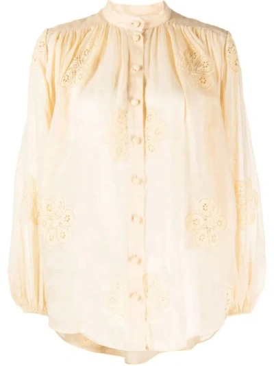 Zimmermann Acadian Floral-embroidered Blouse In Yellow