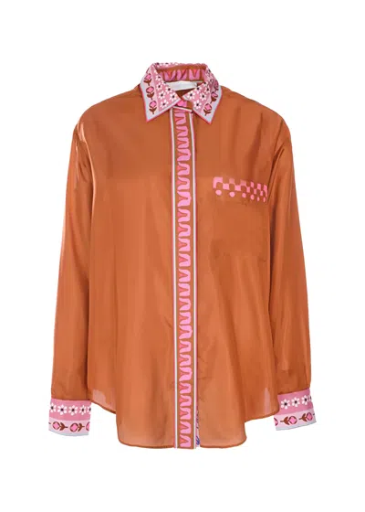 Zimmermann Acadian Relaxed Shirt Rust In Brown