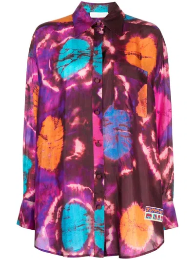 Zimmermann Acadian Body Shirt Tie Dye Multi 0p In Purple