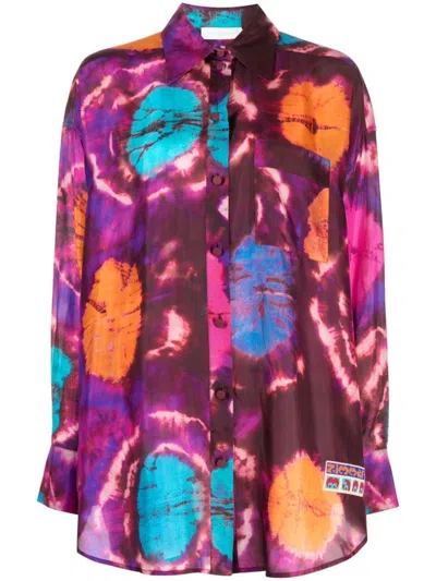 Zimmermann Acadian Tie-dye Print Shirt In Purple