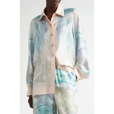 ZIMMERMANN ZIMMERMANN AGATE PRINT SILK BUTTON-UP SHIRT