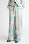 Zimmermann Flared Silk Pants In Blue Agate