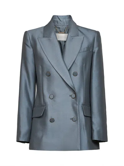 Zimmermann Airforce Blue Wool And Silk Blazer Valiant Double-breasted