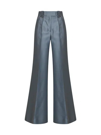 Zimmermann Airforce Blue Wool And Silk Valiant Structured Flared Trousers