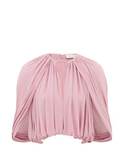 Zimmermann Alchemy Draped-detail Cutout Blouse In Pink