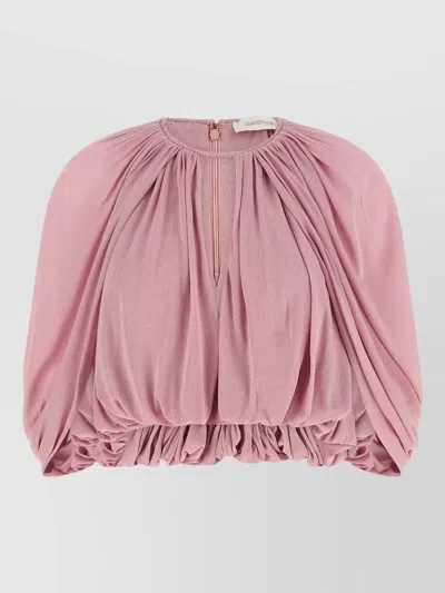 Zimmermann Alchemy Blouse Puff Sleeves Gathered Hem In Pink
