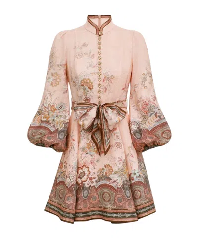 Zimmermann Floral-print Puff-sleeve Dress In Pink