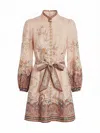 Zimmermann Womens Pink Paisley Alchemy Belted Floral-print Linen Mini Dress In Multi