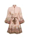 Zimmermann Womens Pink Paisley Alchemy Belted Floral-print Linen Mini Dress In Multi